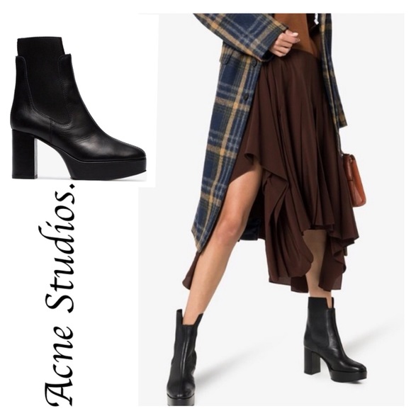 ACNE STUDIOS LEATHER PLATFORM BOOTS - Picture 3 of 16